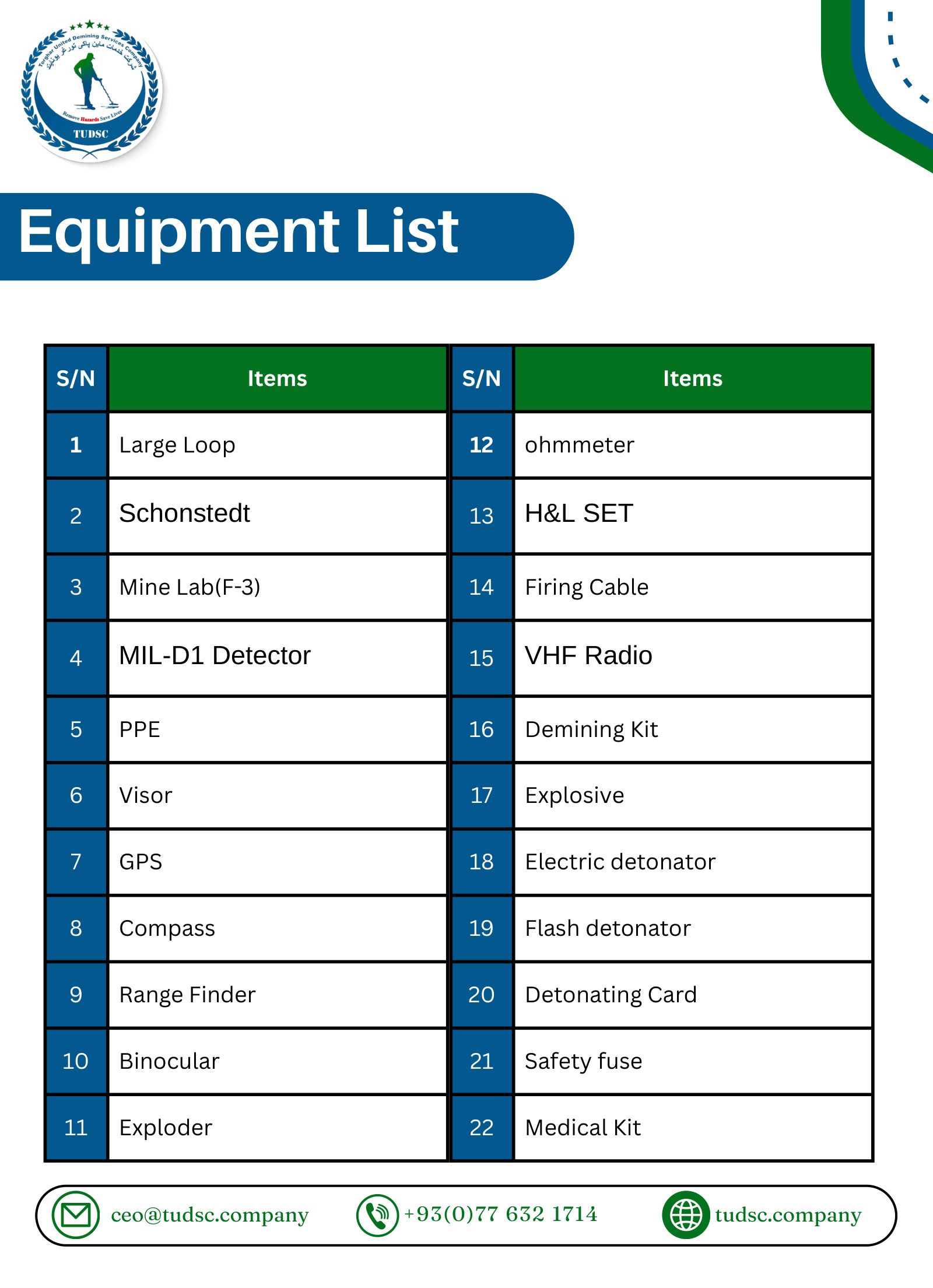 Company Equipment